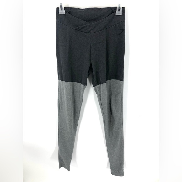 Gymshark Two Tone Leggings Crossover Criss Cross Waist Black Gray Size Small - Picture 1 of 11